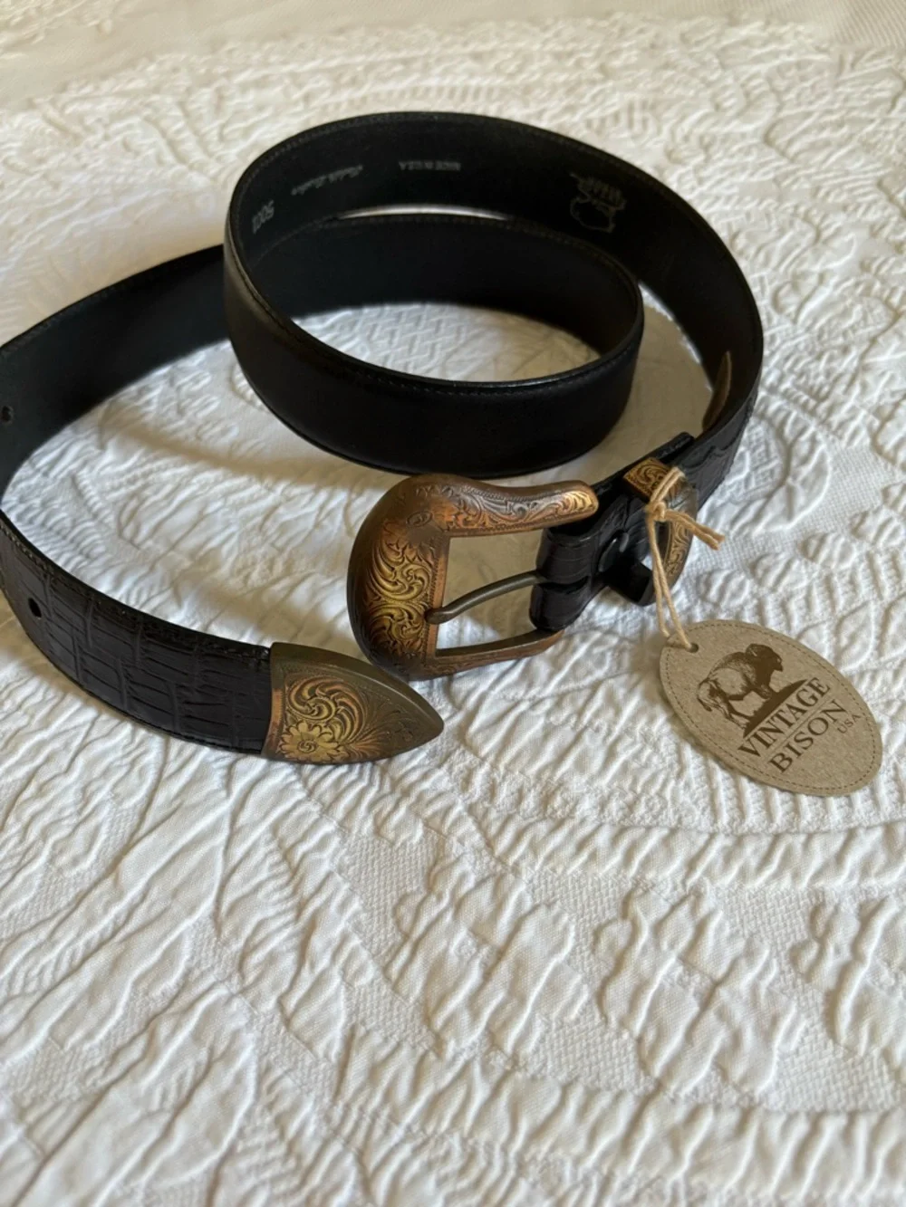 Vintage Bison leather size tags